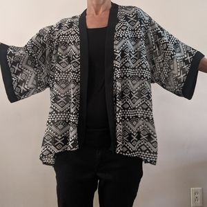 Black and white kimono cartigan